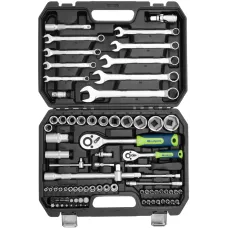 Набор инструментов, 1/2", 1/4", пластиковый кейс, 82 предмета// Сибртех