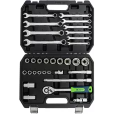 Набор инструментов, 1/2", пластиковый кейс, 32 предмета// Сибртех