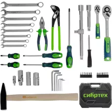Набор инструментов, 1/2", 1/4", пластиковый кейс 76 предметов// Сибртех