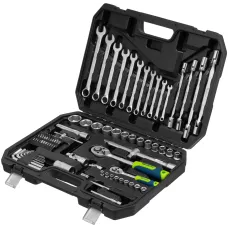 Набор инструментов, 1/2", 1/4", пластиковый кейс 89 предметов// Сибртех