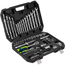 Набор инструментов, 1/2", 1/4", пластиковый кейс 89 предметов// Сибртех