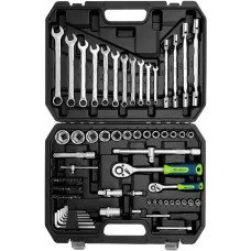 Набор инструментов, 1/2", 1/4", пластиковый кейс 89 предметов// Сибртех