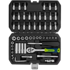 Набор инструментов, 1/4", пластиковый кейс 56 предметов// Сибртех