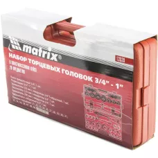 Набор торцевых головок, квадрат,3/4-1, головки 21 х 65 мм MATRIX 13539