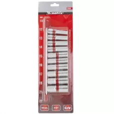 Набор удлиненных торцевых головок 1/2, 6гранные, 10-22 мм MATRIX 13590