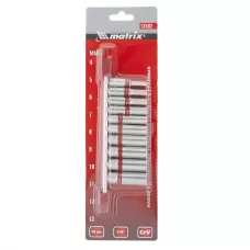 Набор удлиненных торцевых головок 1/4,6гранные, 4-13 мм MATRIX 13592