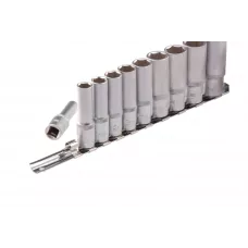 Набор удлиненных торцевых головок 3/8, шестигранные, CrV, 10 шт, 8-19 мм Stels