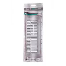 Набор удлиненных торцевых головок 3/8, шестигранные, CrV, 10 шт, 8-19 мм Stels