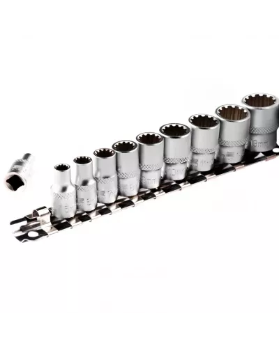 Набор универсальных торцевых головок, 1/4, SpLine, CrV, 10 шт, 4-13 мм Stels