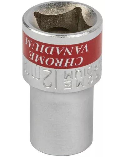 Головка торцевая, 12 мм, двенадцатигранная, CrV, под квадрат 1/2, хромированная Matrix