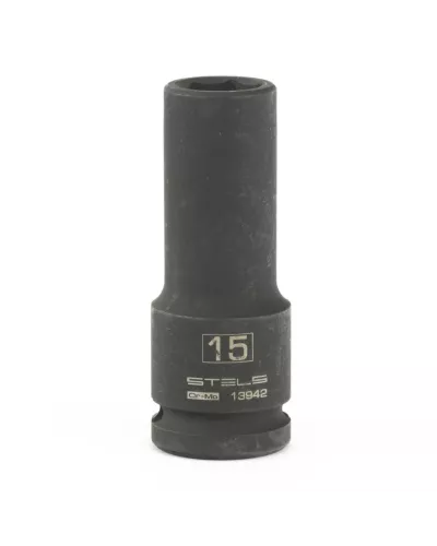 Головка ударная удлиненная шестигранная, 15 мм, 1/2, CrMo Stels