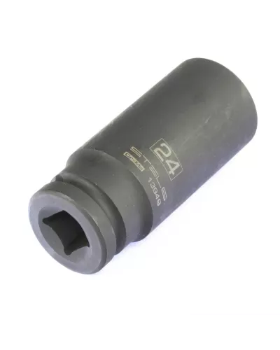 Головка ударная удлиненная шестигранная, 24 мм, 1/2, CrMo Stels