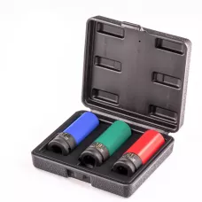 Набор головок ударных 6-гранных удлиненных для колесных дисков 17, 19, 21 мм, 1/2", 3 предмета Stels