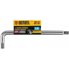 Вороток Г-образный DENZEL 200*50 мм, квадрат 3/8", CrV, матовый хром