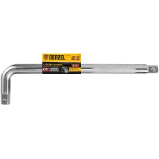 Вороток Г-образный DENZEL 250*50 мм, квадрат 1/2", CrV, матовый хром