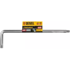 Вороток Г-образный DENZEL 375*100 мм, квадрат 1/2", CrV, матовый хром