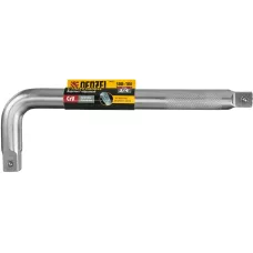 Вороток Г-образный DENZEL 300*100 мм, квадрат 3/4", CrV, матовый хром