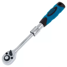 Ключ телескопический трещоточный GROSS 1/4", 150-200 мм, CrV, хромир., 2-х комп. рукоятка 14074