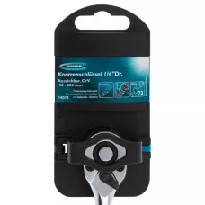 Ключ телескопический трещоточный GROSS 1/4", 150-200 мм, CrV, хромир., 2-х комп. рукоятка 14074