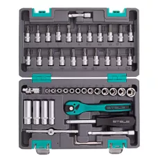 Набор инструмента, 1/4, Cr-V, S2, усиленный кейс, 47 предметов Stels
