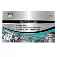 Набор инструмента, 1/4, Cr-V, S2, усиленный кейс, 47 предметов Stels