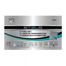 Набор инструмента, 1/4, Cr-V, S2, усиленный кейс, 47 предметов Stels