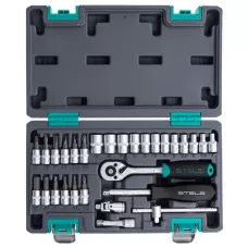 Набор инструментов, 1/4, CrV, пластиковый кейс, 29 предметов Stels