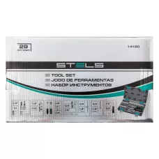 Набор инструментов, 1/4, CrV, пластиковый кейс, 29 предметов Stels