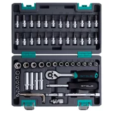 Набор инструментов, 1/4, CrV, пластиковый кейс, 57 предметов Stels