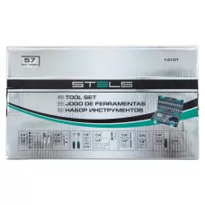 Набор инструментов, 1/4, CrV, пластиковый кейс, 57 предметов Stels