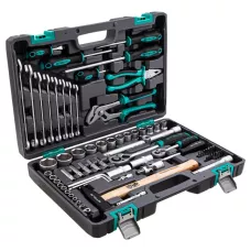 Набор инструментов, 1/2, 1/4, CrV, пластиковый кейс, 76 предметов Stels