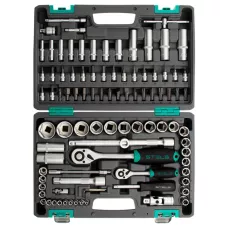 Набор инструментов, 1/2, 1/4, CrV, пластиковый кейс, 94 предмета Stels