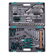 Набор инструментов, 1/2, 3/8, 1/4, CrV, пластиковый кейс, 142 предмета Stels