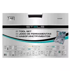 Набор инструментов, 1/2, 3/8, 1/4, CrV, пластиковый кейс, 142 предмета Stels