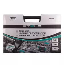 Набор инструментов, 1/2, 1/4, CrV, пластиковый кейс, 69 предметов Stels