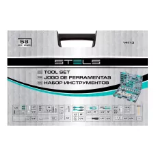 Набор инструмента, 1/2, Cr-V, S2, усиленный кейс, 58 предметов Stels