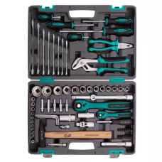 Набор инструментов, 1/2, 1/4, CrV, пластиковый кейс, 76 предметов, двенадцатигранные головки Stels