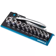 Набор торцевых головок GROSS, трещотка 120 зубьев, 12 предметов,3/8", CrV 14139