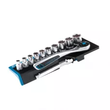 Набор торцевых головок GROSS, трещотка 120 зубьев, 12 предметов,3/8", CrV 14139