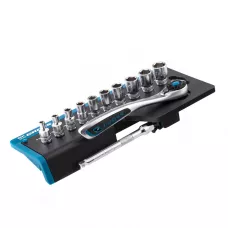 Набор торцевых головок GROSS, трещотка 120 зубьев, 12 предметов, 1/4", CrV 14141