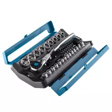 Набор торцевых головок GROSS, трещотка 120 зубьев, 41 предмет, 1/2", 1/4", CrV 14143