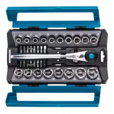 Набор торцевых головок, трещотка 120 зубьев, 36 предметов, 1/2", CrV GROSS 14144