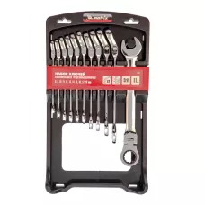 Набор ключей комбинированных, трещоточных шарнирных 11 шт. MATRIX 14796