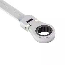 Ключ комбинированный трещоточный, 15 мм, CrV, шарнирный, зеркальный хром MATRIX 14828