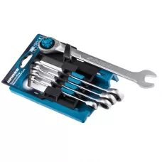 Набор ключей комбинированных с трещоткой GROSS, количество зубьев 100, СRV, 5 шт, 8- 17 мм, 14858