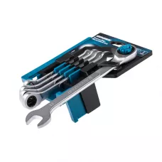 Набор ключей комбинированных с трещоткой GROSS, количество зубьев 100, СRV, 5 шт, 8- 17 мм, 14858