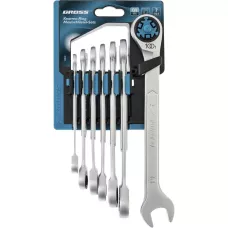 Набор ключей комбинированных с трещоткой GROSS, количество зубьев 100, СRV, 7 шт, 8-19 мм 14859