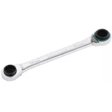 Набор ключей накидных с трещоткой GROSS, 8 - 19 мм, 2 шт., многоразмерные, реверсивные, CrV 14893