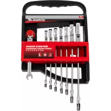 Набор ключей комбинированных, трещеточных шарнирных 8 шт MATRIX 14898