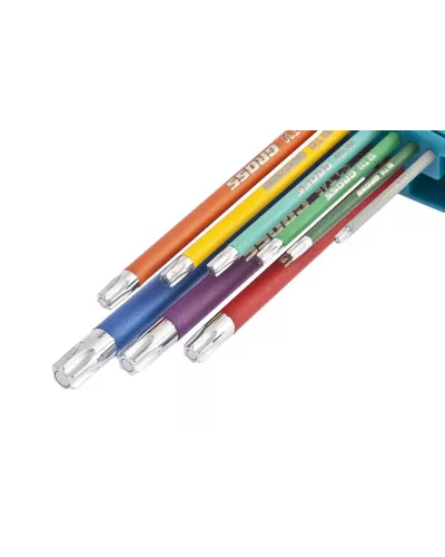 Набор ключей имбусовых Torx -TT, 9 шт: T10-T50, магнит, S2, экстра-длинные, хром/краска 9 шт Gross